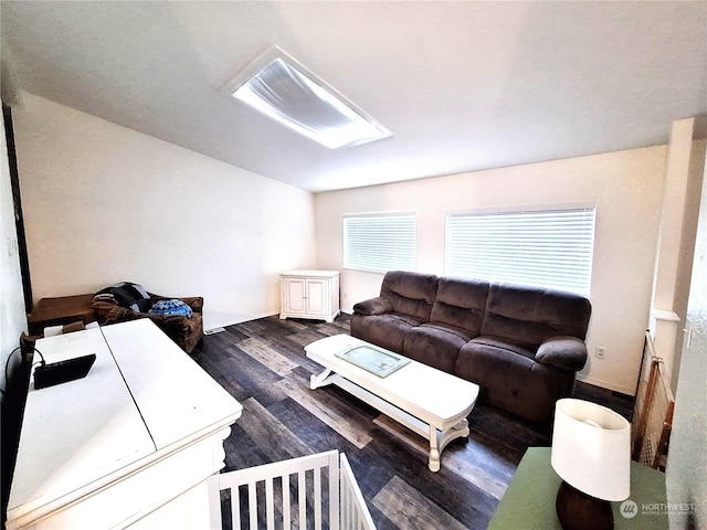 living room featuring dark hardwood / wood-style flooring