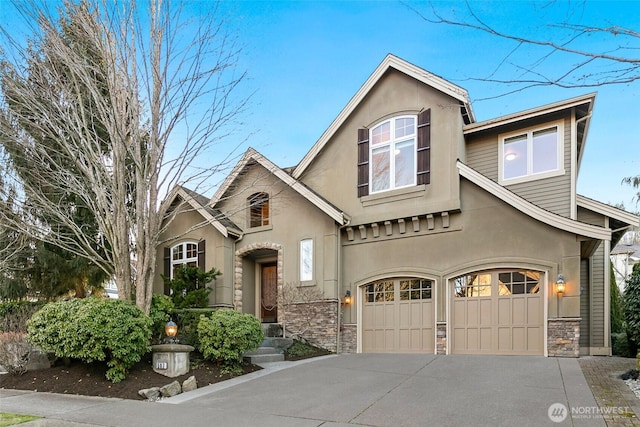 view of front of house with a garage