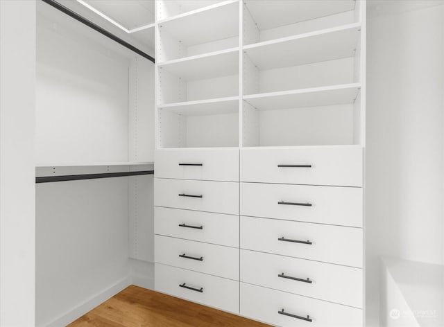 spacious closet featuring hardwood / wood-style floors