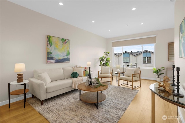 living room featuring light hardwood / wood-style flooring