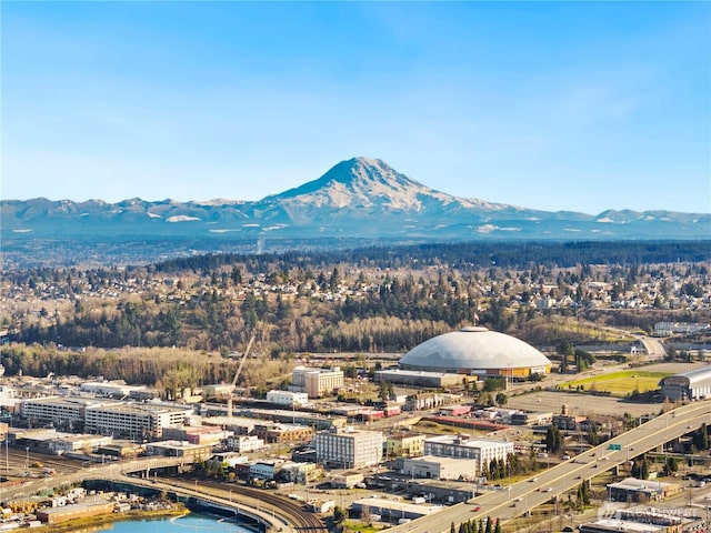 birds eye view of property with a mountain view