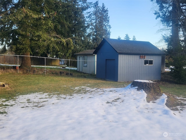 view of snow covered structure