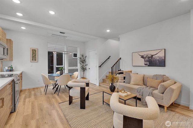 living room featuring light hardwood / wood-style flooring