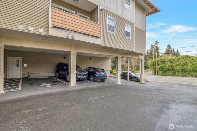 view of covered parking lot