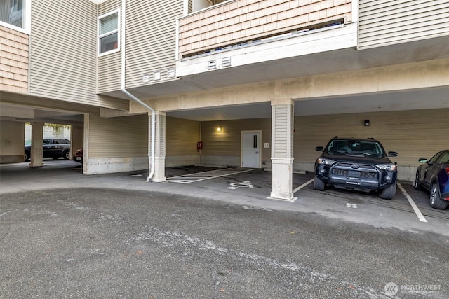 view of covered parking lot