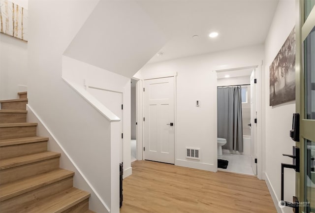 entrance foyer featuring light wood-type flooring