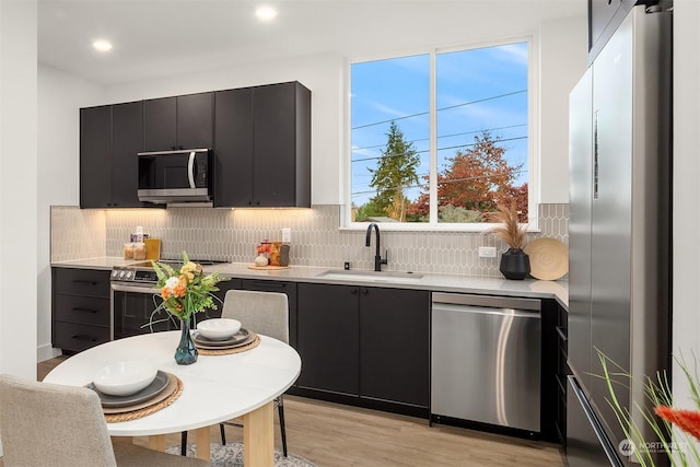 kitchen featuring stainless steel appliances, sink, and decorative backsplash