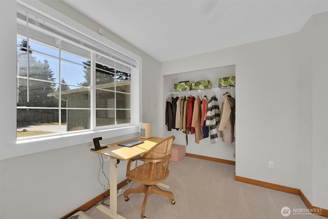 view of carpeted office space