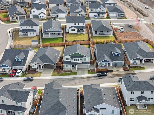 drone / aerial view with a residential view