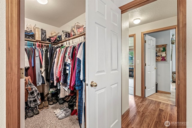 spacious closet with wood finished floors