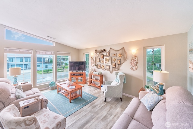 32208 G St, Ocean Park, WA 98640 - living room with lofted ceiling and light wood-type flooring