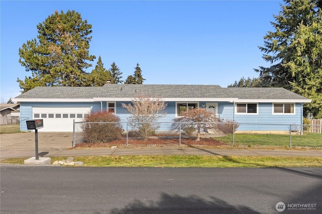 single story home featuring a garage