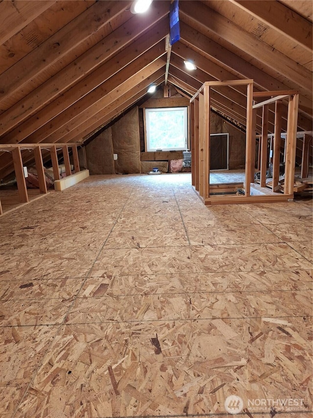 view of unfinished attic