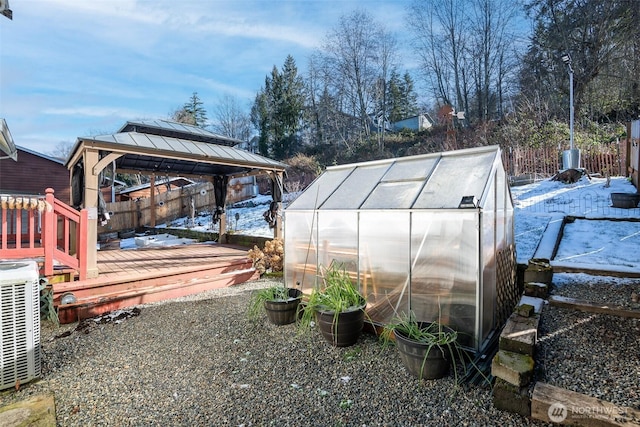 view of outbuilding with a gazebo and cooling unit