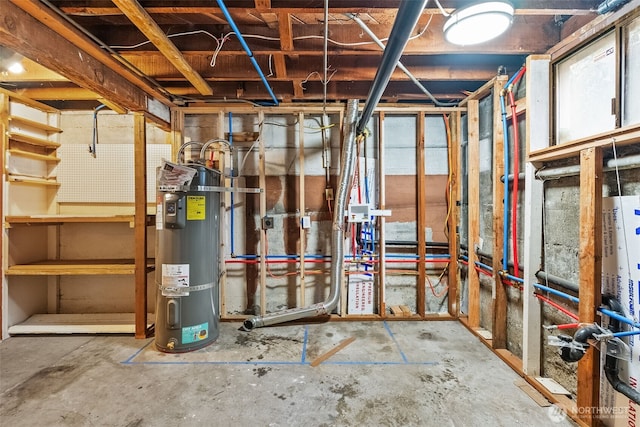 utility room featuring strapped water heater