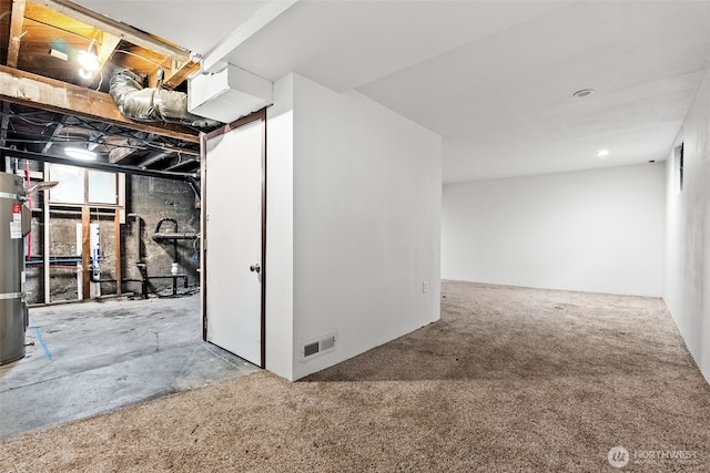 basement with carpet