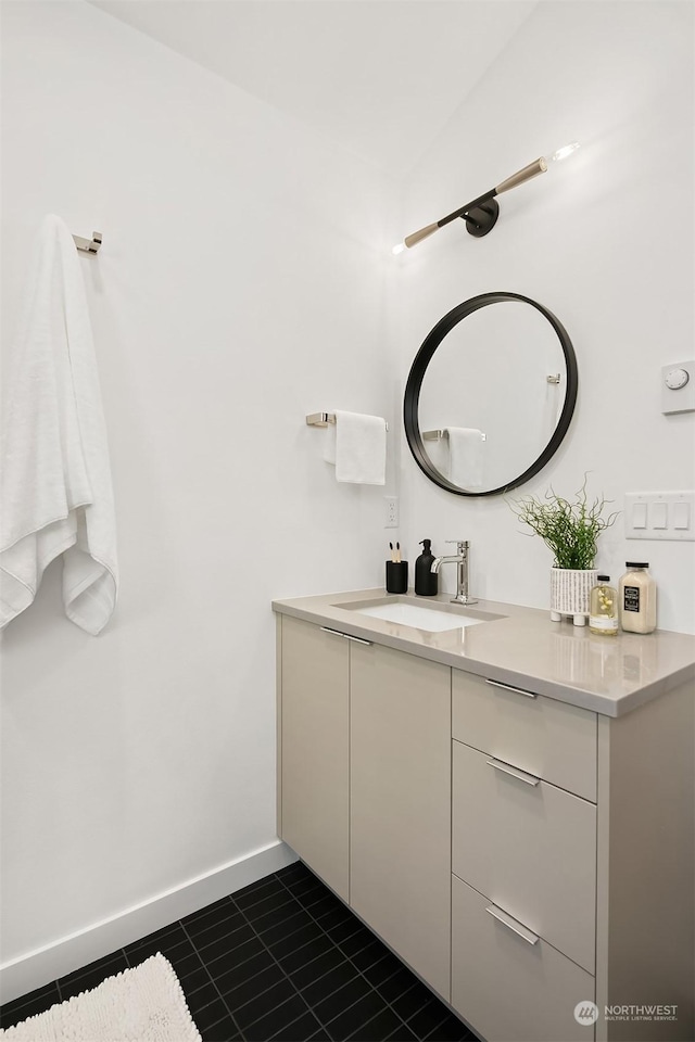 bathroom featuring vanity and tile patterned floors