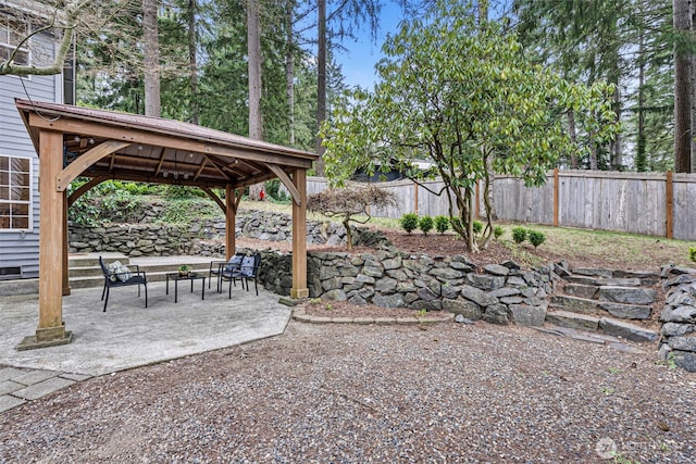 view of yard with a gazebo and a patio