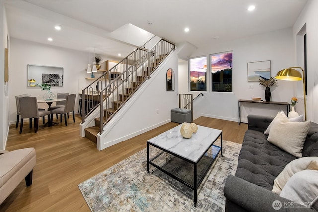 living room featuring light hardwood / wood-style flooring