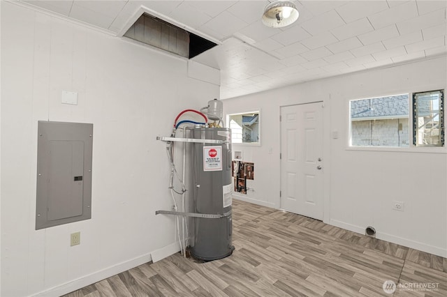 utilities featuring secured water heater and electric panel