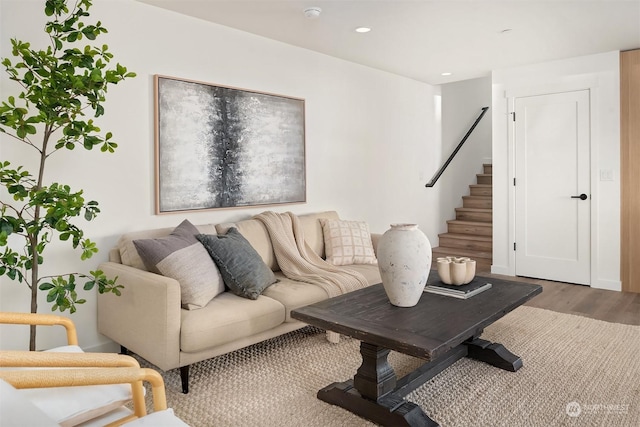 living room with hardwood / wood-style flooring