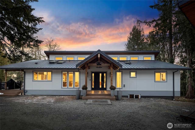 view of front of home with french doors