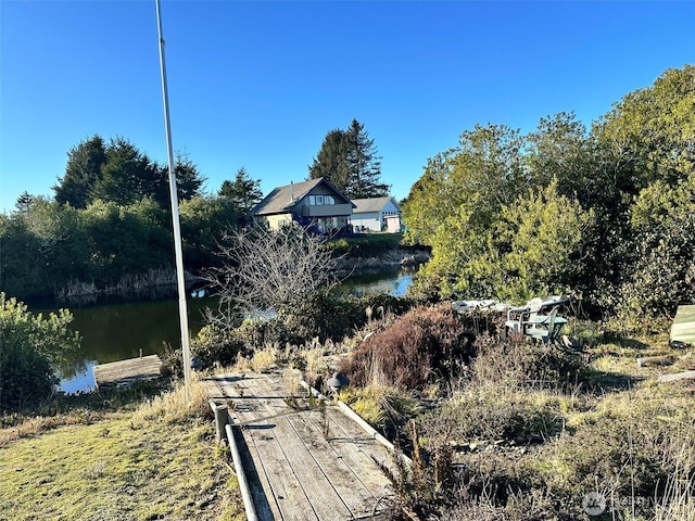 dock area with a water view