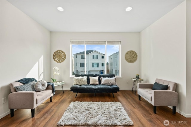 living room with hardwood / wood-style floors