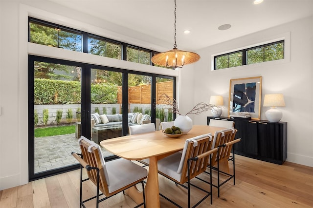 dining space featuring light hardwood / wood-style flooring