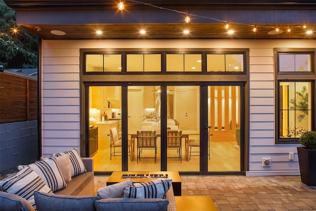 exterior space featuring an outdoor living space