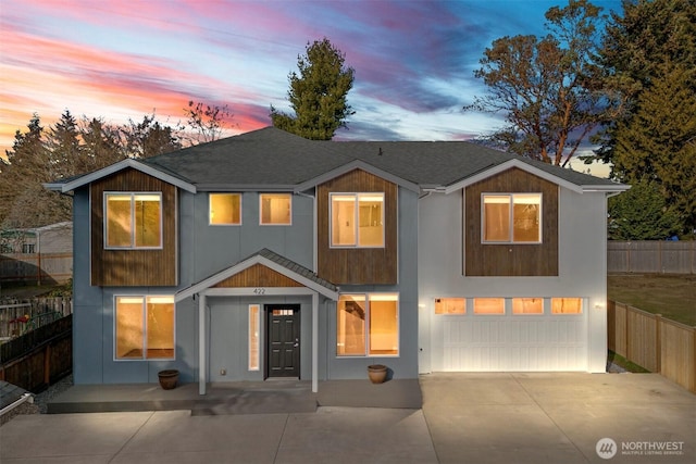 view of front of home featuring a garage