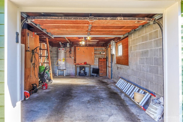 garage with gas water heater