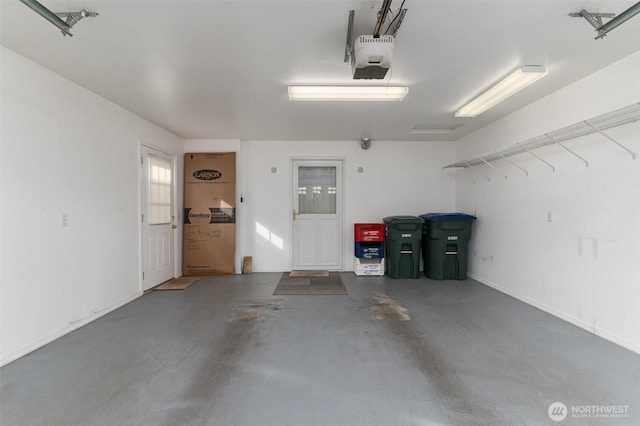 garage with a garage door opener