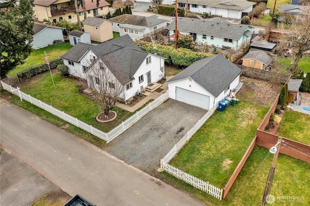 aerial view with a residential view