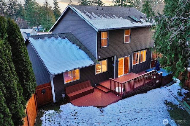 view of snow covered property