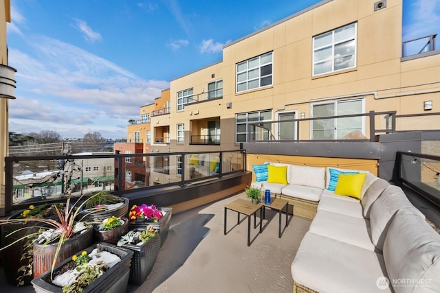 balcony featuring an outdoor living space