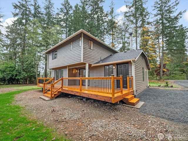 view of front of house with a deck