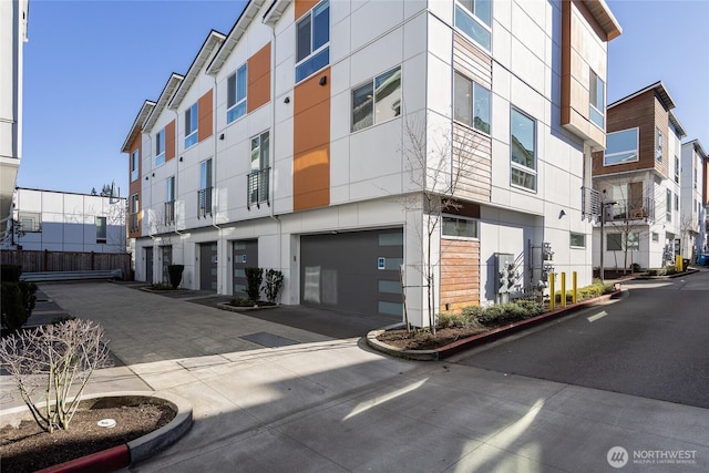 view of building exterior with a garage