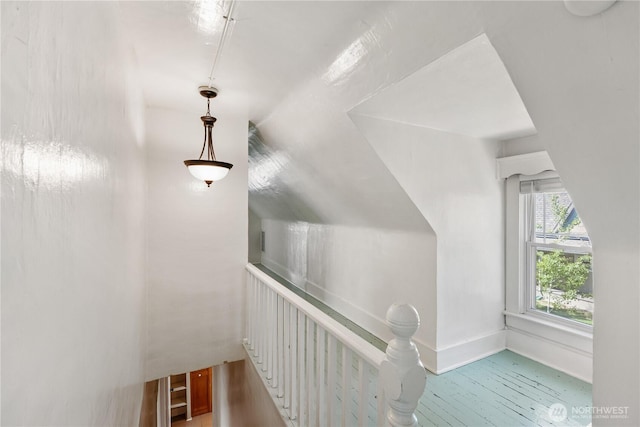 205 S Division, Cashmere, WA 98815 - stairs with wood finished floors, baseboards, and vaulted ceiling