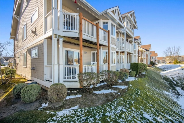 view of snow covered exterior