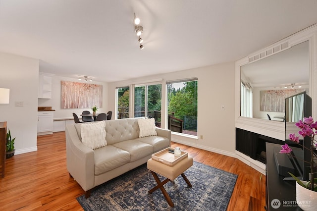 220 SW 200th St Unit 186, Normandy Park, WA 98166 - living room with light wood-style floors and rail lighting