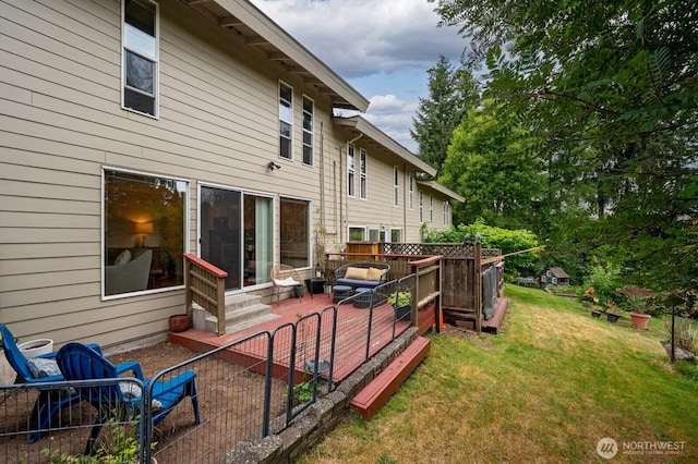 220 SW 200th St Unit 186, Normandy Park, WA 98166 - rear view of property with a wooden deck, a yard, and an outdoor living space