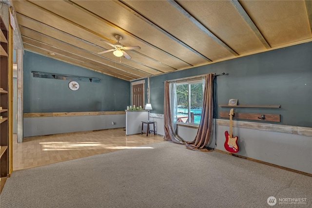 28622 SE 434th St, Enumclaw, WA 98022 - misc room with vaulted ceiling, carpet, and ceiling fan