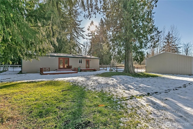 28622 SE 434th St, Enumclaw, WA 98022 - rear view of property featuring a yard and french doors