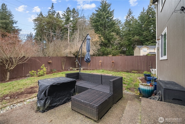 view of patio with an outdoor living space