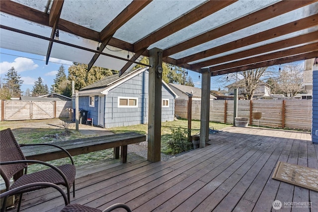 deck featuring an outbuilding