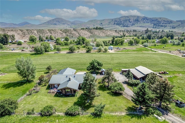 bird's eye view with a rural view and a mountain view