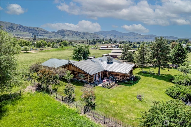 drone / aerial view with a rural view and a mountain view