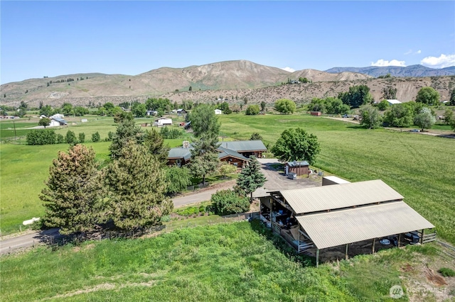 aerial view with a rural view and a mountain view