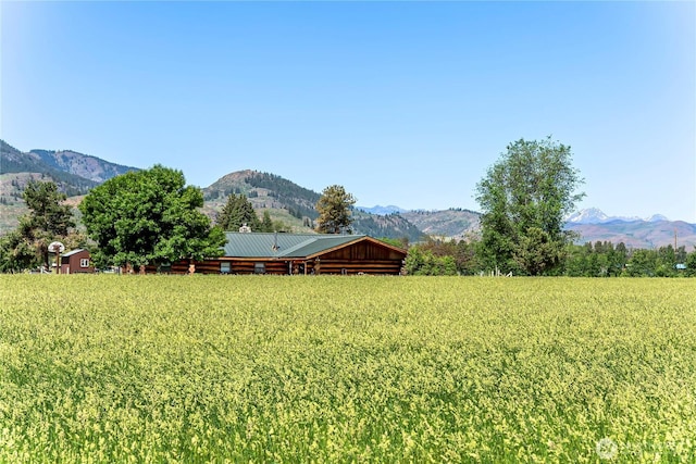 view of yard featuring a mountain view